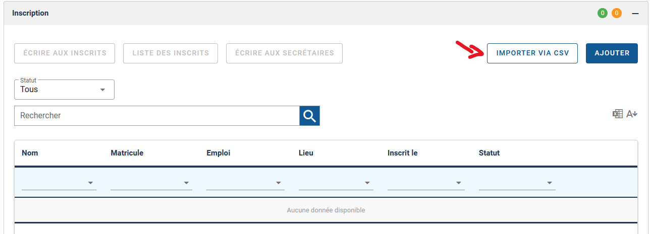 Importer via CSV