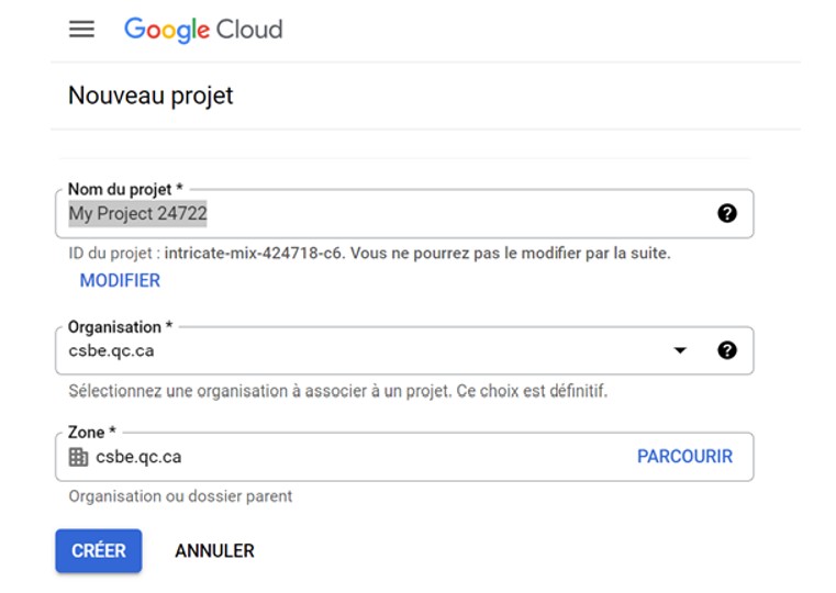 Créer un nouveau projet