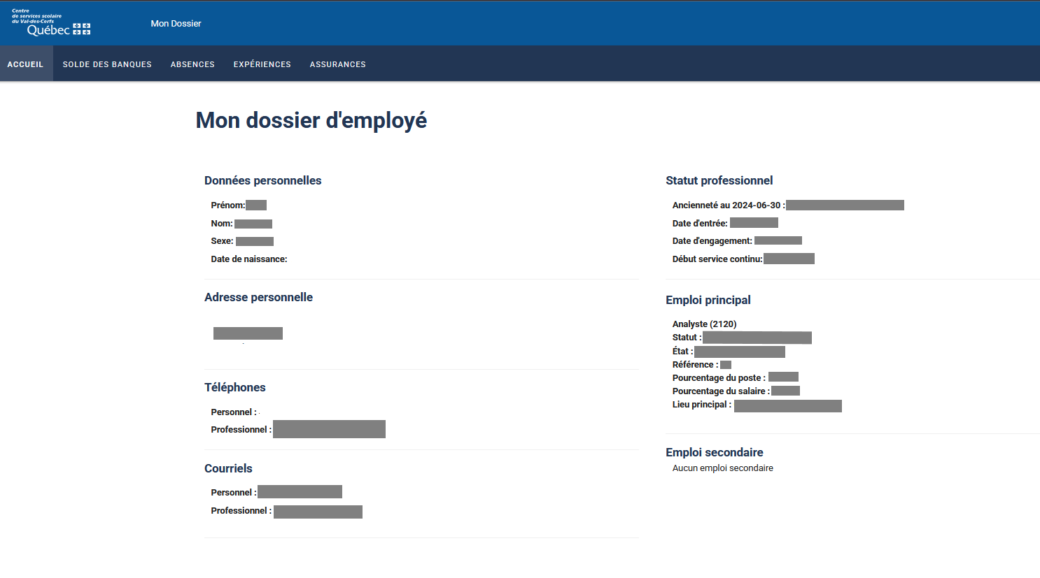 Mon dossier d'employé