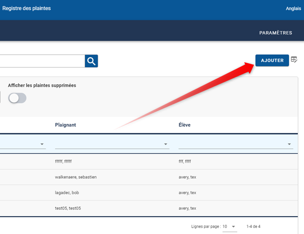 Ajout d’une plainte (directions)