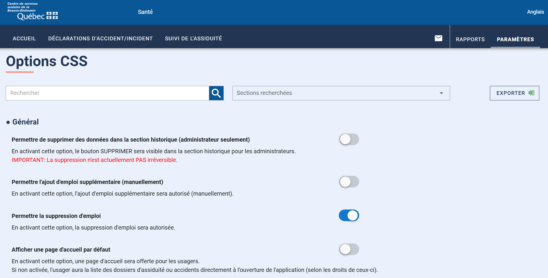 Options CSS